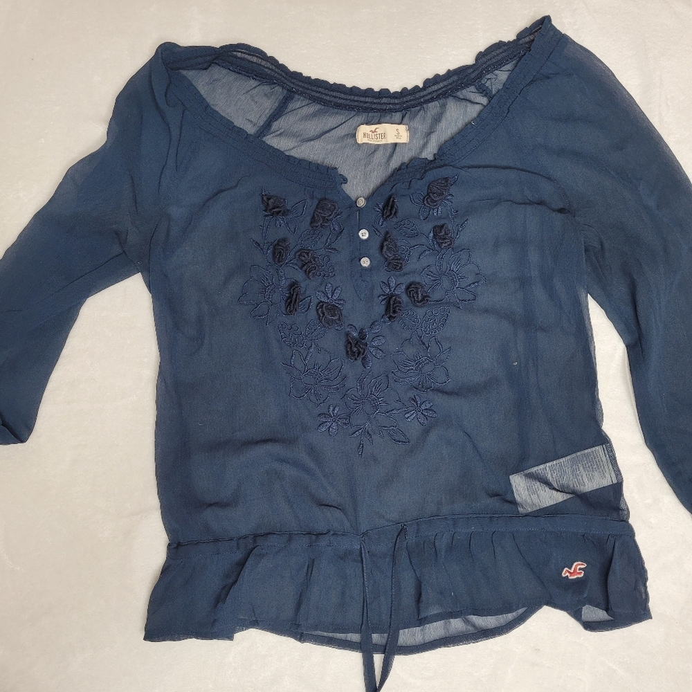 Navy sheer blouse